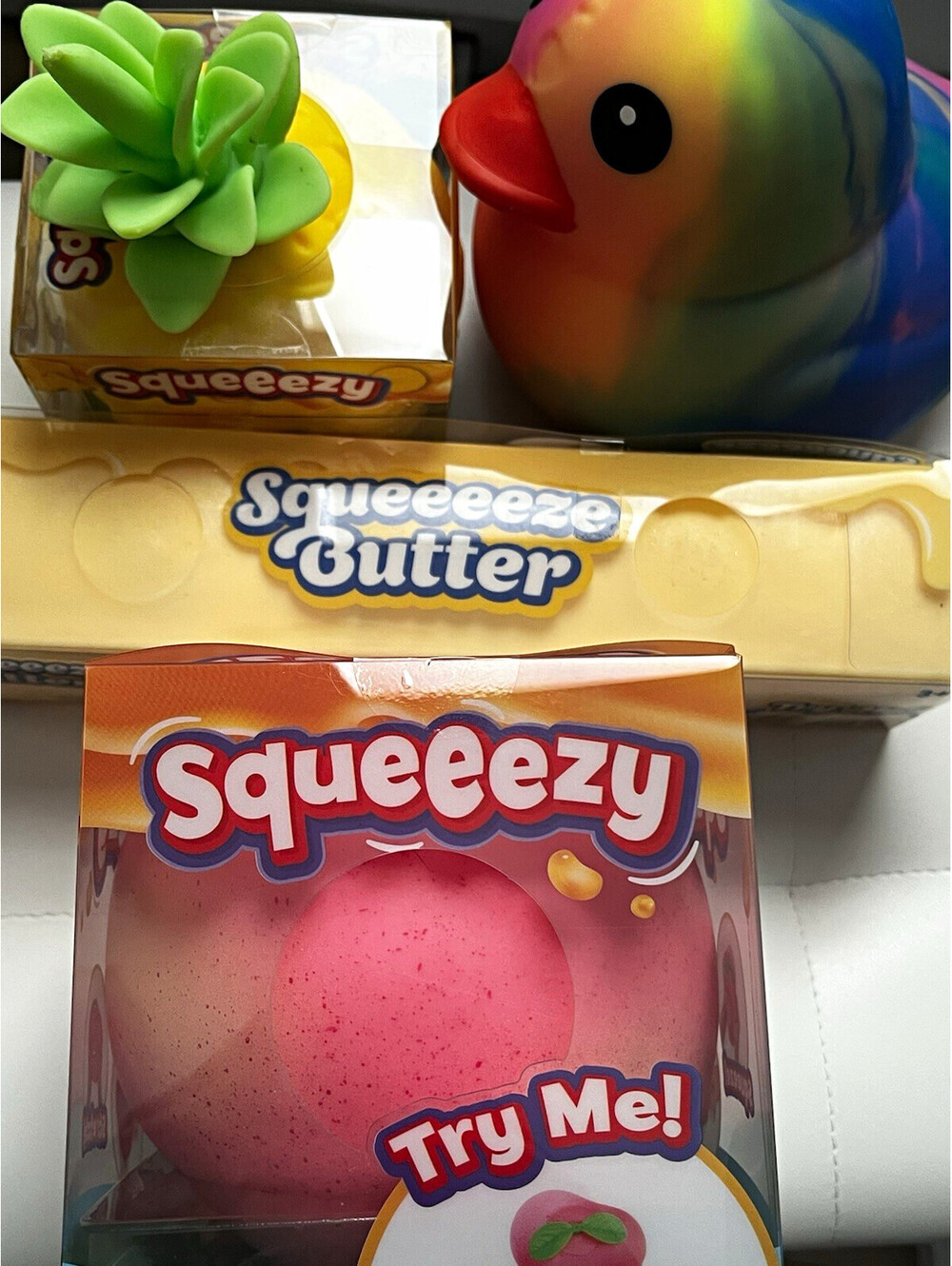 Squeezy Squeeze Toy Lot Duck Pineapple Peach and Butter - full lot!